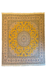 #7952 Yellow Persian Nain Nau La wool partly silk on cotton base